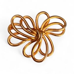 Fernando Originals Brooch Brushed Gold Matte Large Signed FO Artisan Open Work